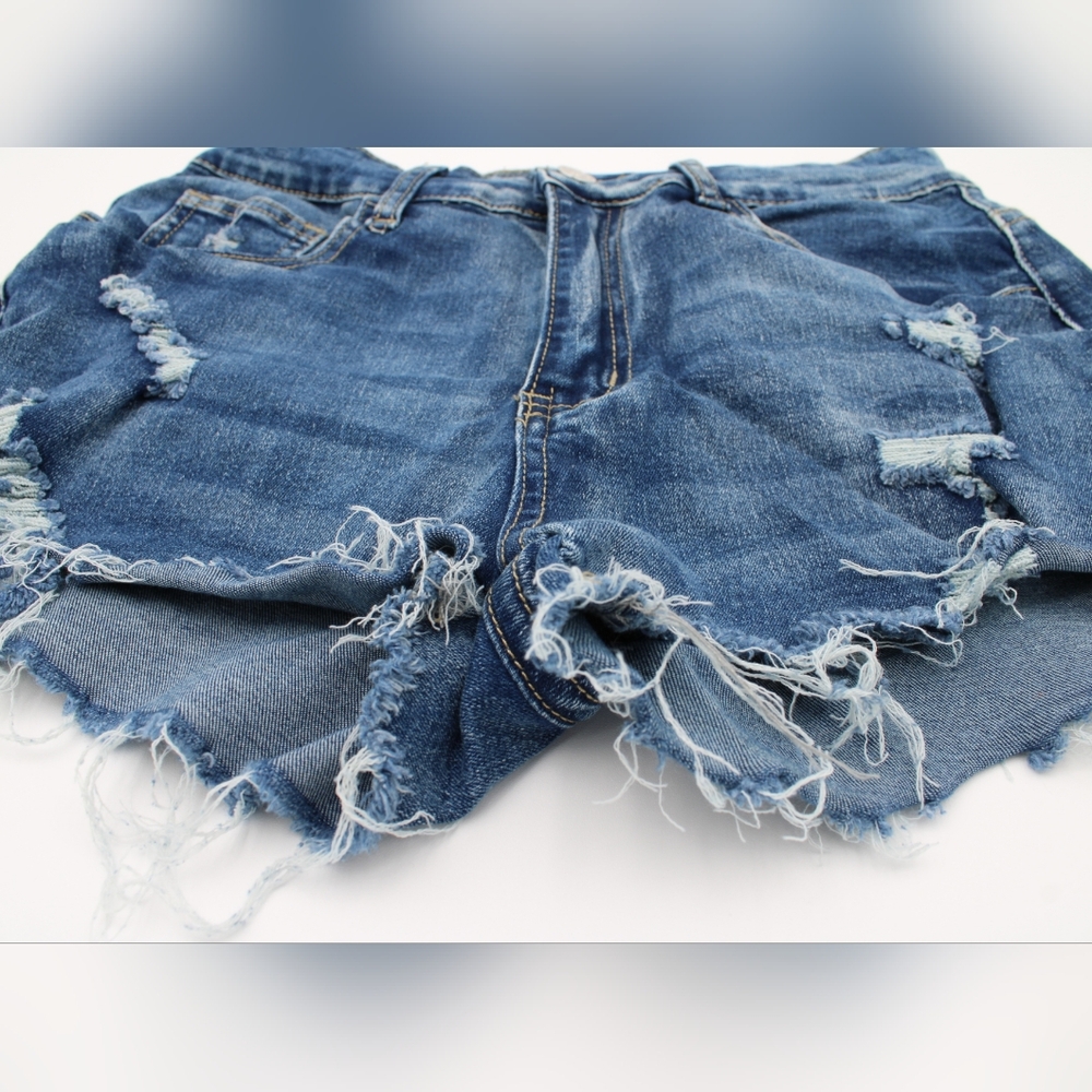 Womens Dark Blue Distressed Jean Shorts (Size 6) - Picture 3 of 5
